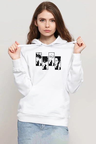 My Hero Academi Anime Class 1A Boys Beyaz Kadın 3ip Kapşonlu Sweatshirt ürün görseli 1
