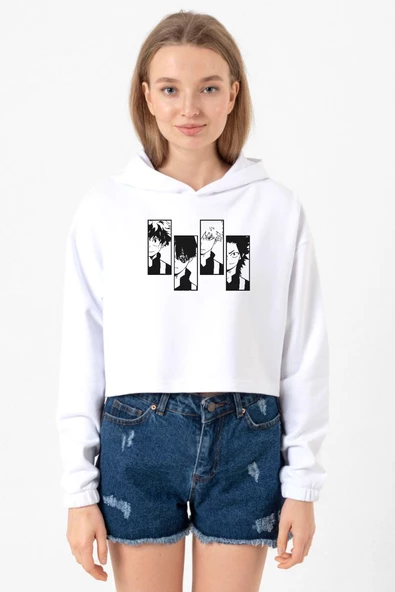 My Hero Academi Anime Class 1A Boys Beyaz Optik Kadın Crop Kapşonlu ürün görseli 1