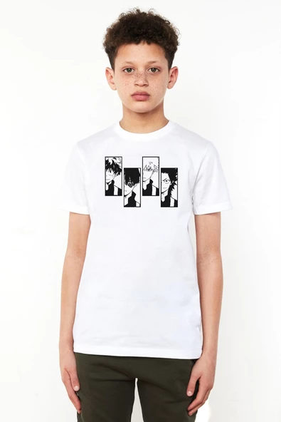 My Hero Academi Anime Class 1A Boys Beyaz Çocuk Bisikletyaka Tshirt