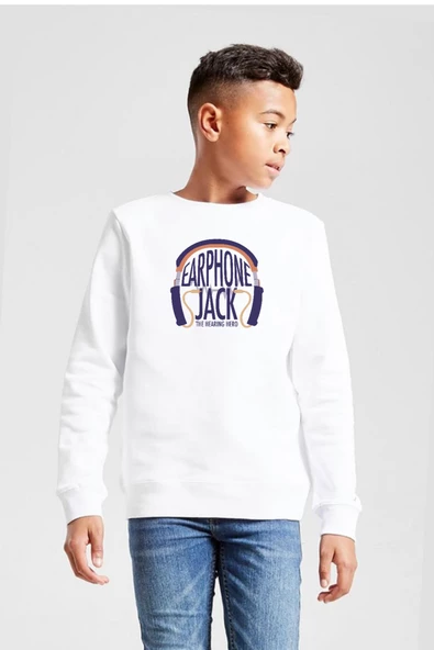 My Hero Academi Anime Earphone Jack Beyaz Çocuk 2ip Sweatshirt
