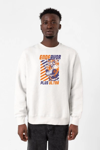 My Hero Academi Anime Endeavor Plus Ultra Beyaz Erkek 2ip Sweatshirt