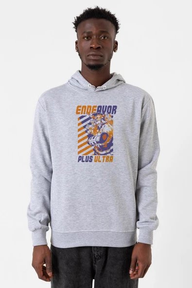 My Hero Academi Anime Endeavor Plus Ultra Grimelanj Erkek Kapşonlu 3ip Sweatshirt