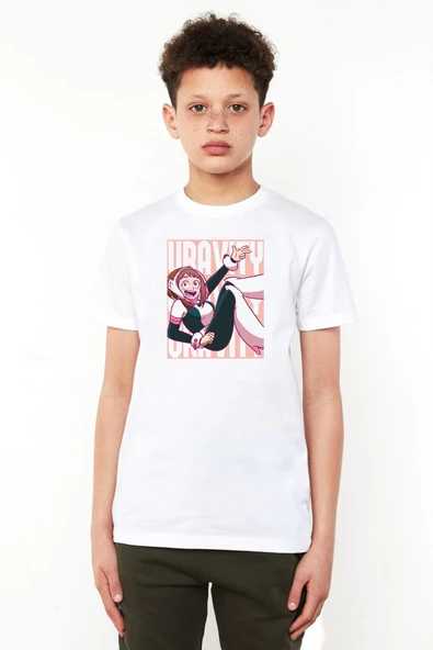 My Hero Academi Uravity Minimal Beyaz Çocuk Bisikletyaka Tshirt