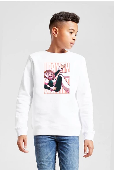 My Hero Academi Uravity Minimal Beyaz Çocuk 2ip Sweatshirt