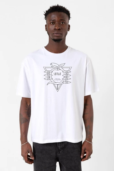 Neon Genesis Evangelion Seele Logo Beyaz Erkek Oversize Tshirt