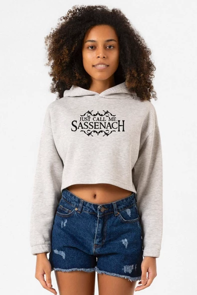Outlander Just Call Me Sassenach Grimelanj Kadın Crop Kapşonlu
