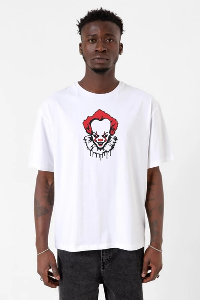 Pennywise Face Beyaz Erkek Oversize Tshirt