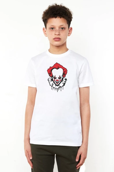Pennywise Face Beyaz Çocuk Bisikletyaka Tshirt