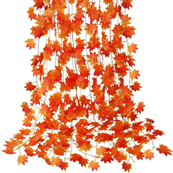 12 Adet Dekoratif Sonbahar Yapraklı Yapay Sarmaşık 230 Cm 1 Paket - 5