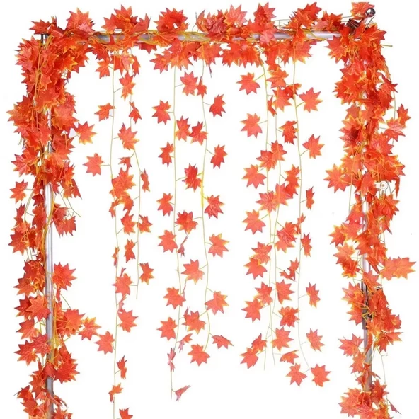 12 Adet Dekoratif Sonbahar Yapraklı Yapay Sarmaşık 230 Cm 1 Paket - 3