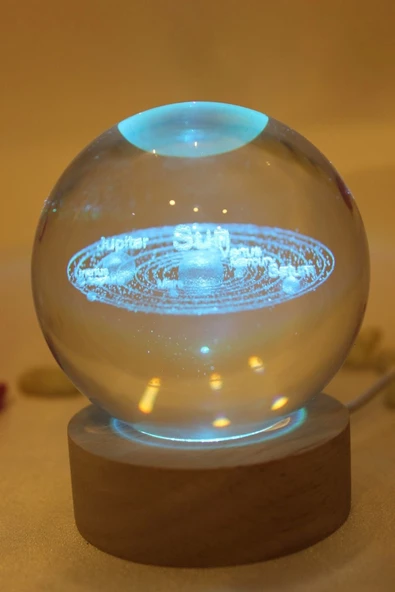 3D Led Işık Cam Küre Çok Işıklı Evren Güneş Sistemi Samanyolu - 7