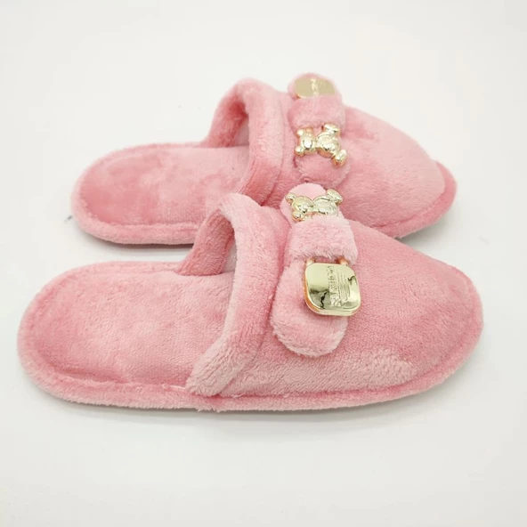 Ayıcık Papyonlu Model Kadın Terlik Pudra Renk - 7