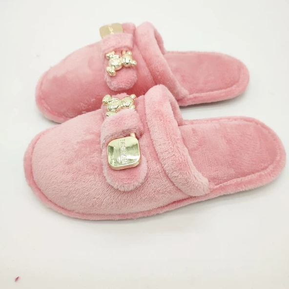 Ayıcık Papyonlu Model Kadın Terlik Pudra Renk - 10