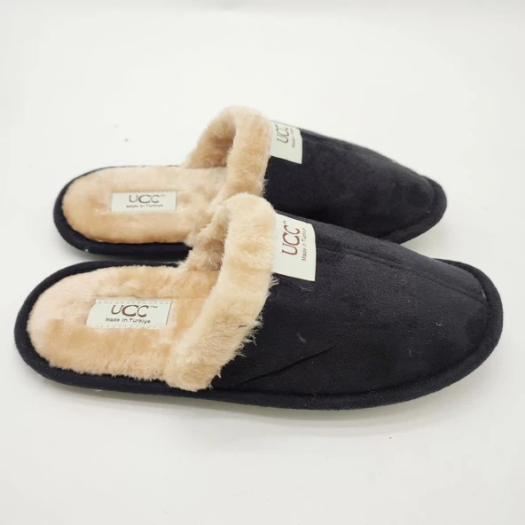 Siyah Renk Şık Tasarımlı Tüylü Model Erkek Terlik - 7