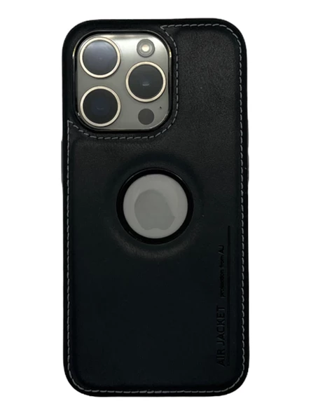 Hole Leather Case Siyah iPhone 14 Pro