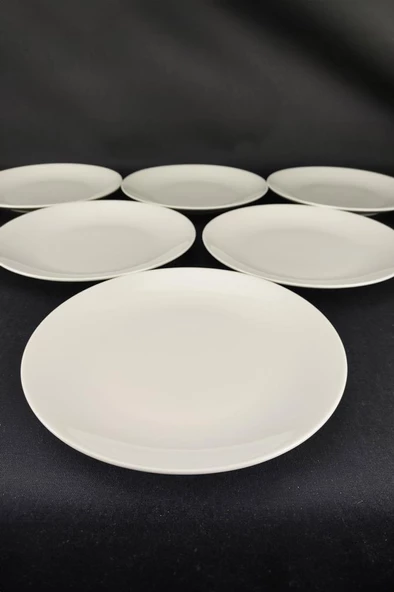 Digithome 6'lı Deniz Form Porselen Servis Tabağı Seti 24 Cm Krem – TL4034835 C320.225 - Resim 3