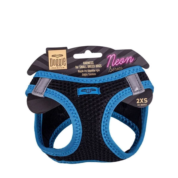 Doggie Havalı Dokuma Neon Küçük Irk Göğüs Tasması Mavi 26-30 cm (ANG-2XS)