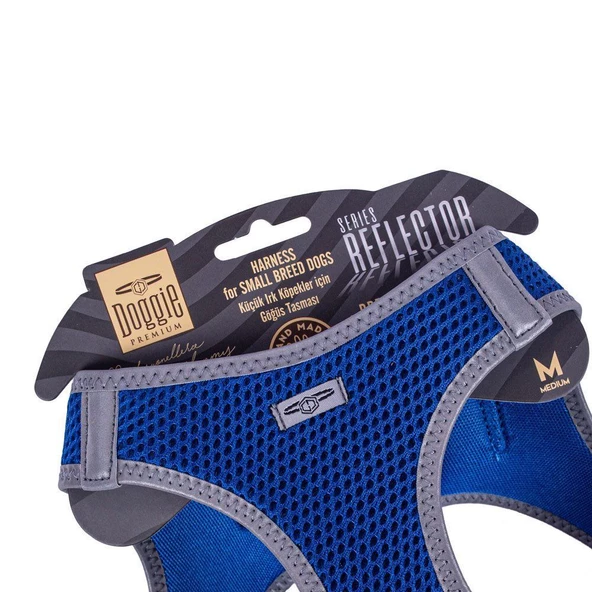 Doggie Havalı Dokuma Reflektörlü Küçük Irk Göğüs Tasması Mavi 38-44 cm (ARG-M) - Resim 3