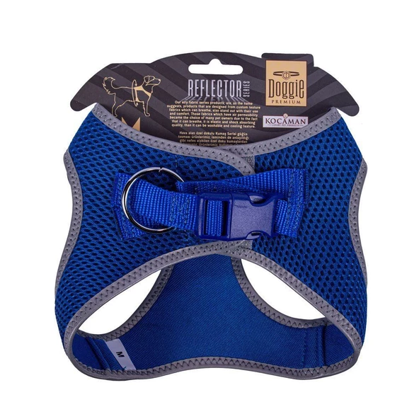 Doggie Havalı Dokuma Reflektörlü Küçük Irk Göğüs Tasması Mavi 38-44 cm (ARG-M) - Resim 2