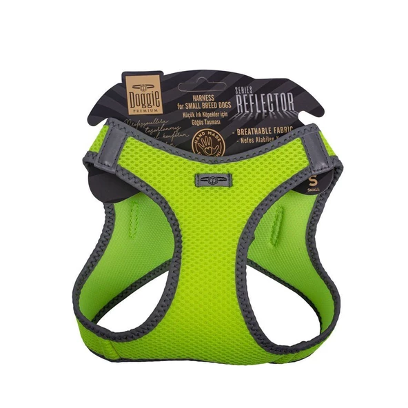 Doggie Havalı Dokuma Reflektörlü Küçük Irk Göğüs Tasması Yellow 32-38 cm(ARG-S)