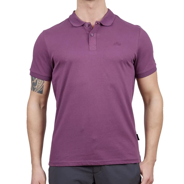 Erkek Polo Yaka Tişört - Pamuklu Spor Tişört - Stratus - Mürdüm (600303)