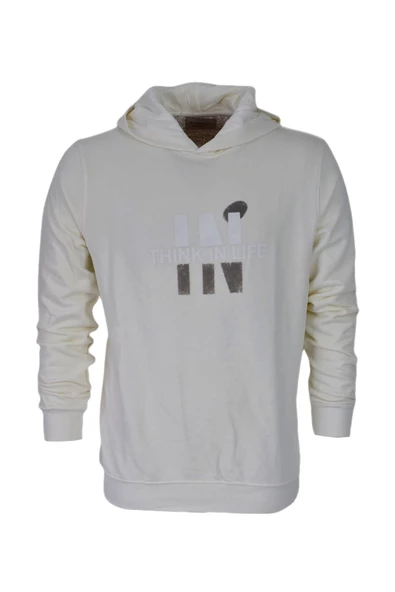 Erkek Kapüşonlu Baskılı Basic Sweatshirt R2222 BGL-ST03194 - Resim 4