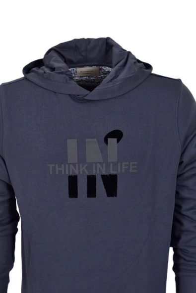 Erkek Kapüşonlu Baskılı Basic Sweatshirt R2222 BGL-ST03194 - Resim 5