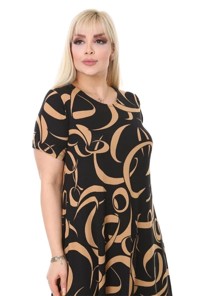 Melsay Butik Vizon Dalga Desen Asimetrik Kesim Uzun Elbise - Resim 2