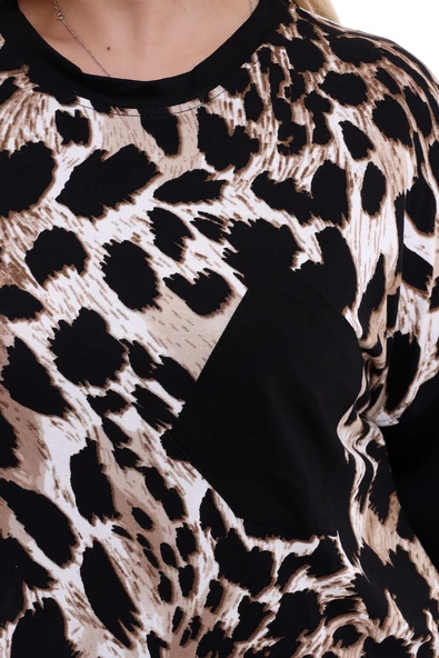 Melsay Butik Siyah Kaplan Desen Çapraz Cep Detaylı Eşofman Takımı - Resim 6