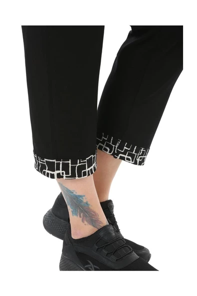 Melsay Butik Siyah Kare Şeritli Büyük Beden Kadın Kapri Takımı - 6