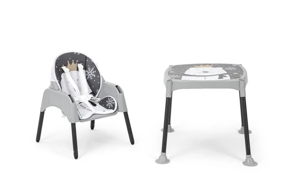 Maxi Taxi Baby Feeding 3in1 Çalışma Masalı Mama Sandalyesi Pandalı Gri - 3