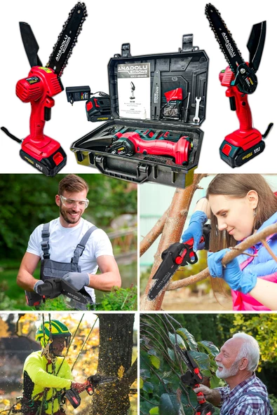 Anadolu Strong 20 V 2Ah Dal Budama Makinesi Şarjlı El Testeresi Çift Batarya 81 Servis - 3