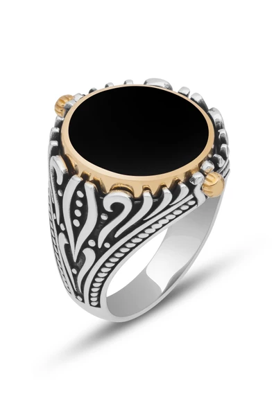 Mührü Süleyman Çift Taraflı 925 Gümüş Erkek Yüzük - Resim 3