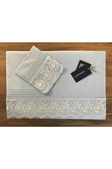 Zambak Nervürlü Nevresim Takımı Mavi ürün görseli 1