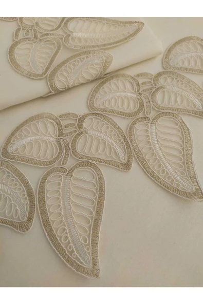 Leaf Krem Çift Kişilik Nevresim Takımı - Resim 2
