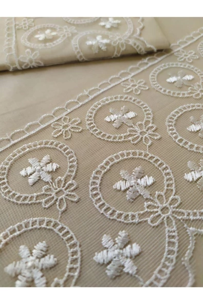 Nergis Fransız Güpürlü Çeyizlik Cappuccino Çift Kişilik Nevresim Takımı - Resim 2