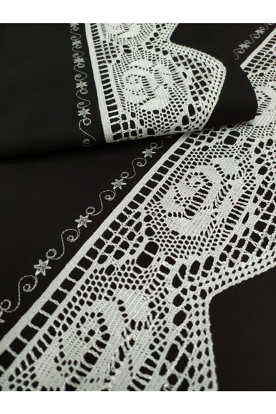 Dantelli Pikolu Siyah Çift Kişilik Nevresim Takımı - Resim 2
