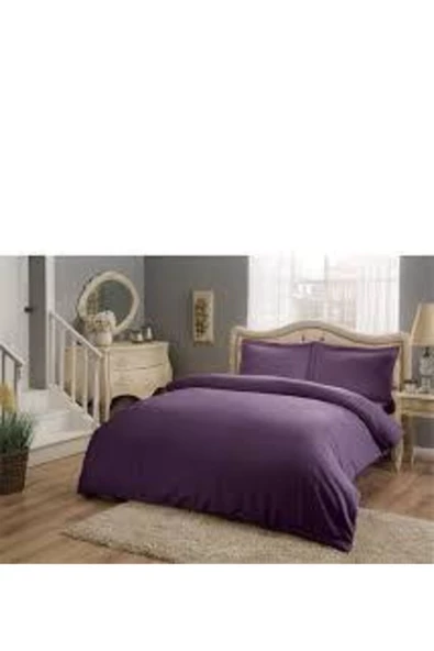 Süper Ranforce Çift Kişilik Nevresim Takımı Mürdüm ürün görseli 1