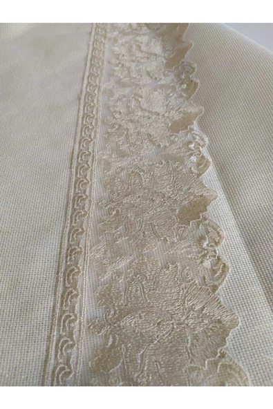 Fransız Dantelli Linen Tura Masa Örtüsü - Resim 2