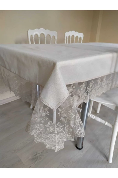 Fransız Dantelli Linen Mira Masa Örtüsü