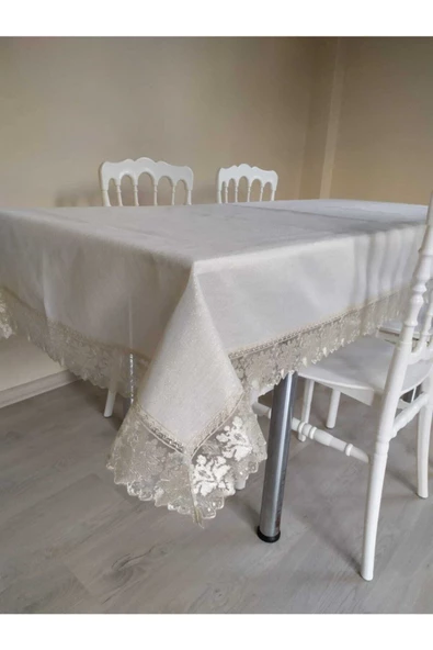 Fransız Dantelli Linen Tura Masa Örtüsü ürün görseli 1