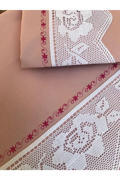 Rose Dantelli Pikolu 2 Li Yastık Kılıfı Pudra - 2