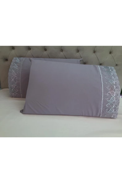 Fransız Güpürlü Gri Yastık Kılıfı 50&70