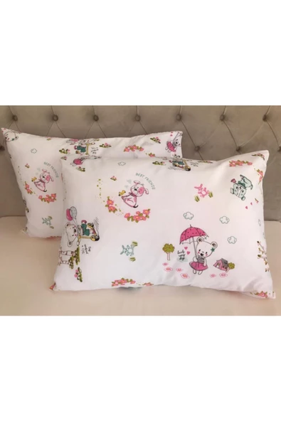 Pink Girl Bear 2’li Yastık Kılıfı 50&70 ürün görseli 1