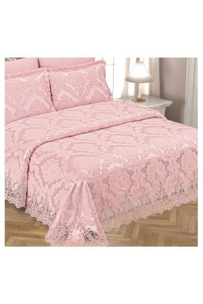 Çeyiz Bahçsi Ekselans Çift Kişilik Yatak Örtüsü Pudra ürün görseli