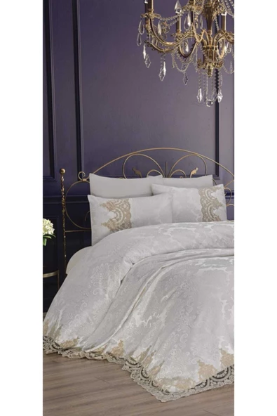 Çeyizbahçesi Ahenk Cappuccino Fransız Güpürlü 7 Parça Gelin Seti - Resim 2