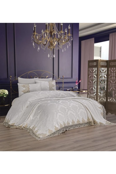 Çeyizbahçesi Ahenk Cappuccino Fransız Güpürlü 7 Parça Gelin Seti ürün görseli