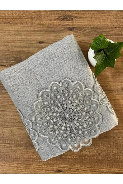 Çeyizlik Sudem Gri Kadife Havlu 50/90cm