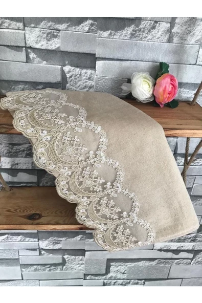 Fransız Güpürlü Aslım Kapiçino Kadife Havlu 50&90 ürün görseli 1