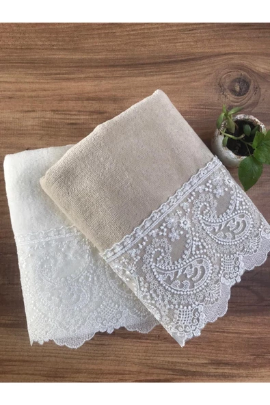 2'li Liza Krem Cappuccino Havlu Takımı 50&90